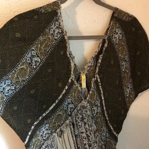 Green Patterened Free People Dress